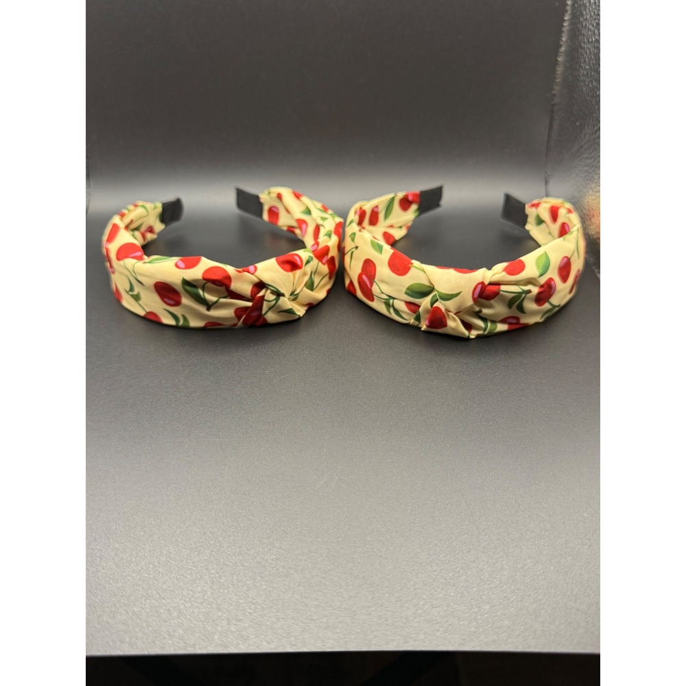 Cute Cherry Print Knotted Headbands Set of 2 Women Hair Accessories - Picture 1 of 3